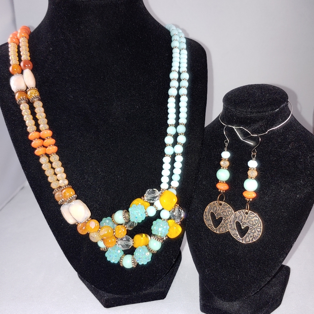 New handmade statement set necklace and earrings